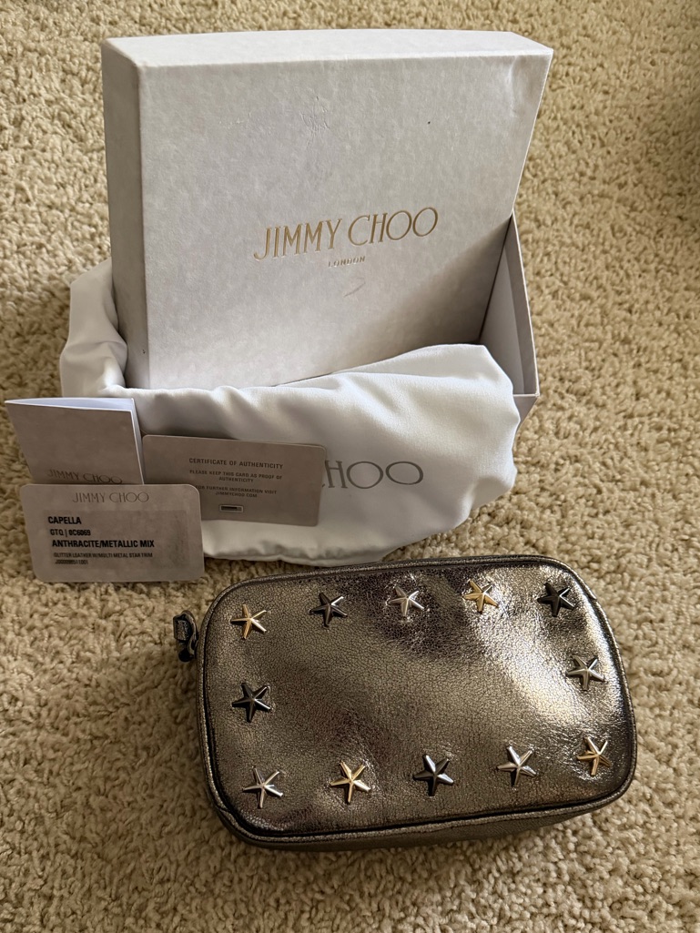 Jimmy Choo Metallic Star-Stud Pouch - Gold/Silver